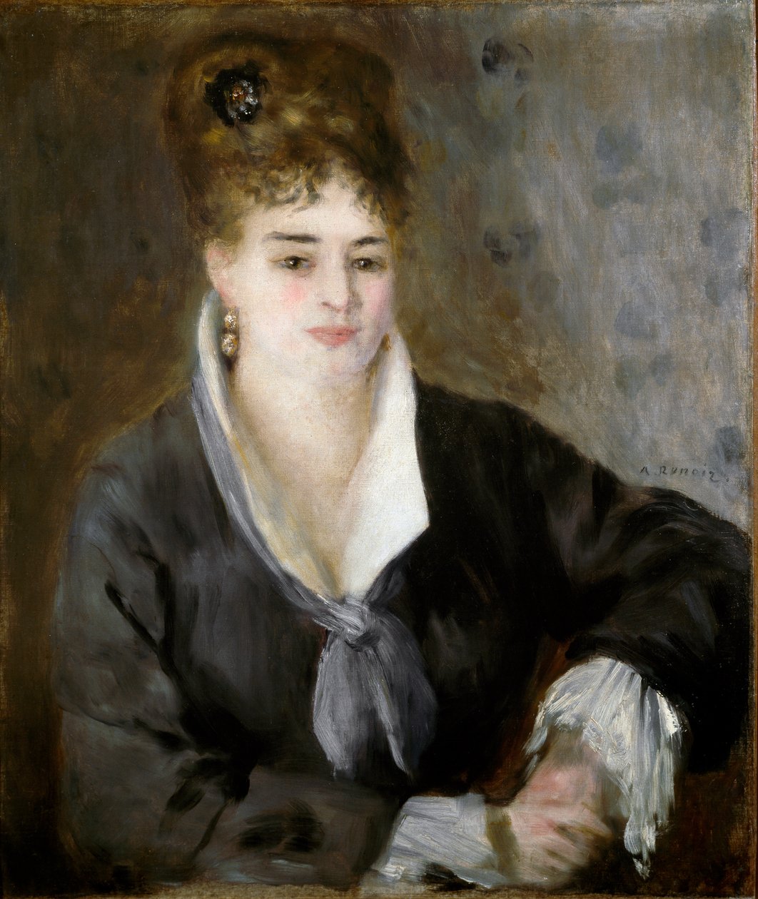 Dáma v černém. Obraz Pierre Auguste Renoir (Pierre-Auguste od Pierre Auguste Renoir