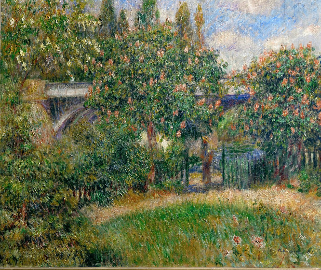 Železniční most v Chatu (malba na plátně) od Pierre Auguste Renoir