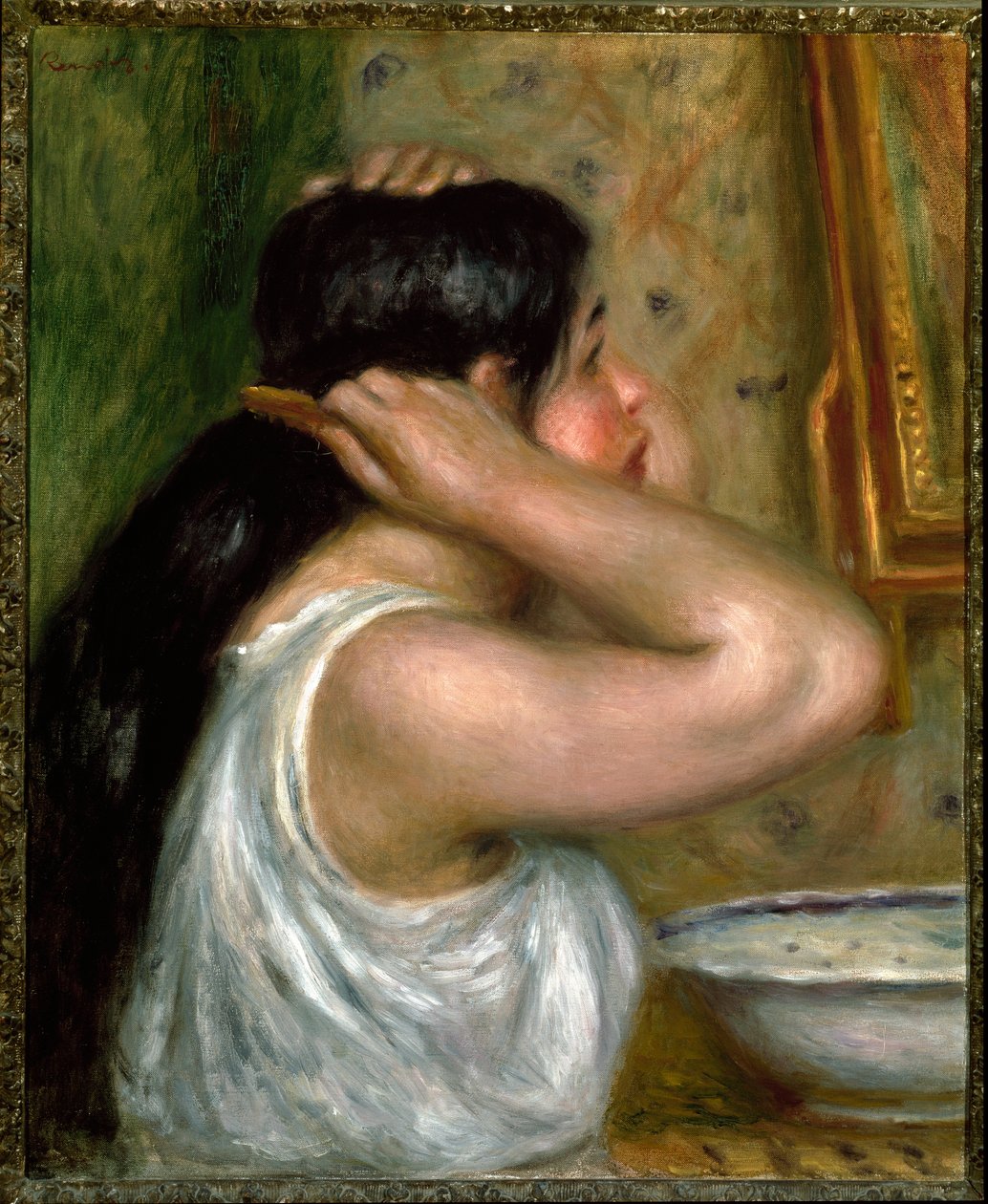 Záchod: žena, která se maluje (olej na plátně od Pierre Auguste Renoir