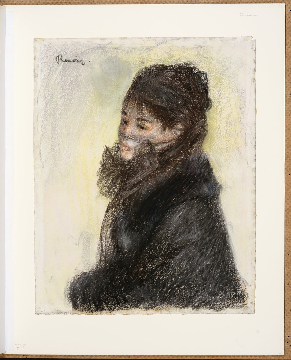 Zahalená žena, cca 1877-79 (křída, pastel, papír) od Pierre Auguste Renoir
