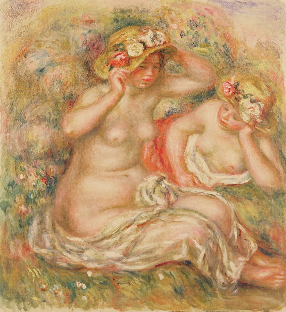 Dva akty nosí klobouky od Pierre Auguste Renoir