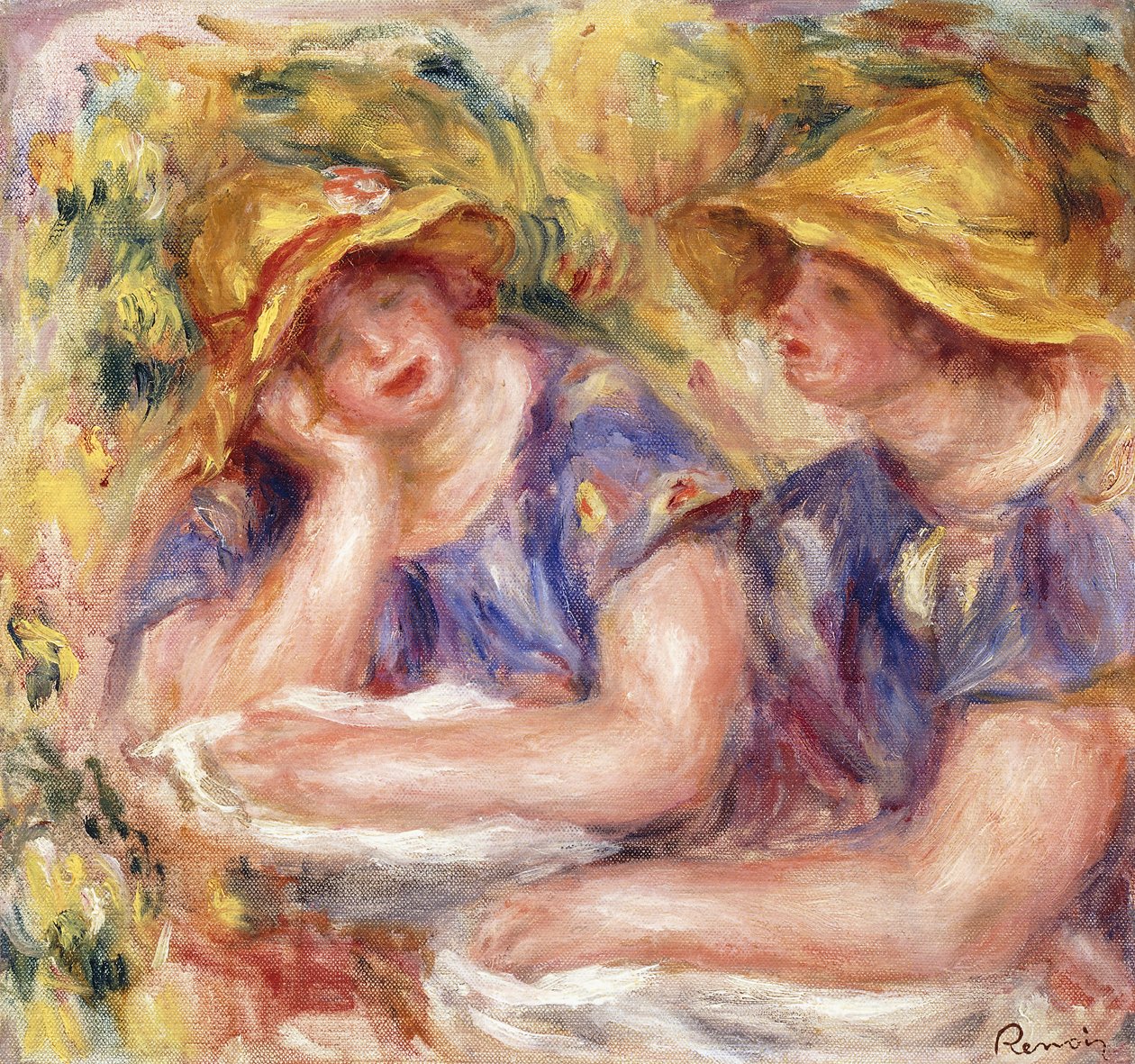 Dvě ženy v modrých šatech od Pierre Auguste Renoir