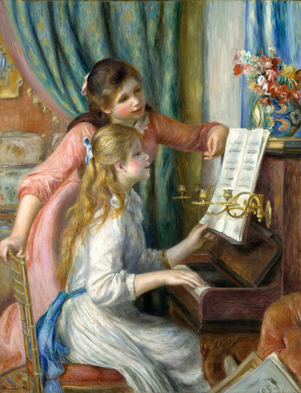 Dvě mladé dívky u klavíru, 1892 od Pierre Auguste Renoir