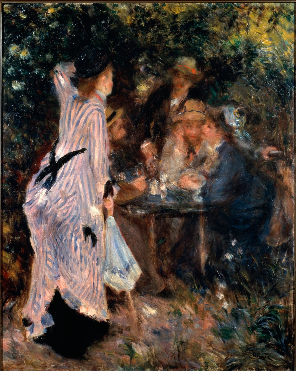 Pod altánem. Portréty malířů Clauda Moneta, Alfreda Sisleyho a Norberta Goeneutta. Obraz Pierra Auguste Renoira (1841-1919) od Pierre Auguste Renoir