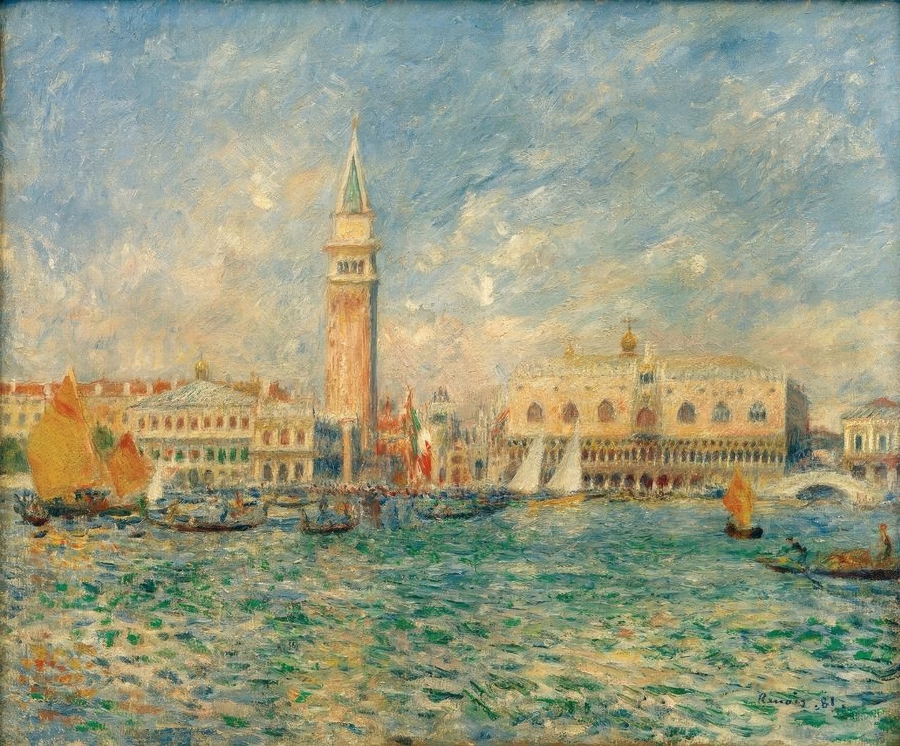 Pohled na Benátky (Dóžecí palác) od Pierre Auguste Renoir