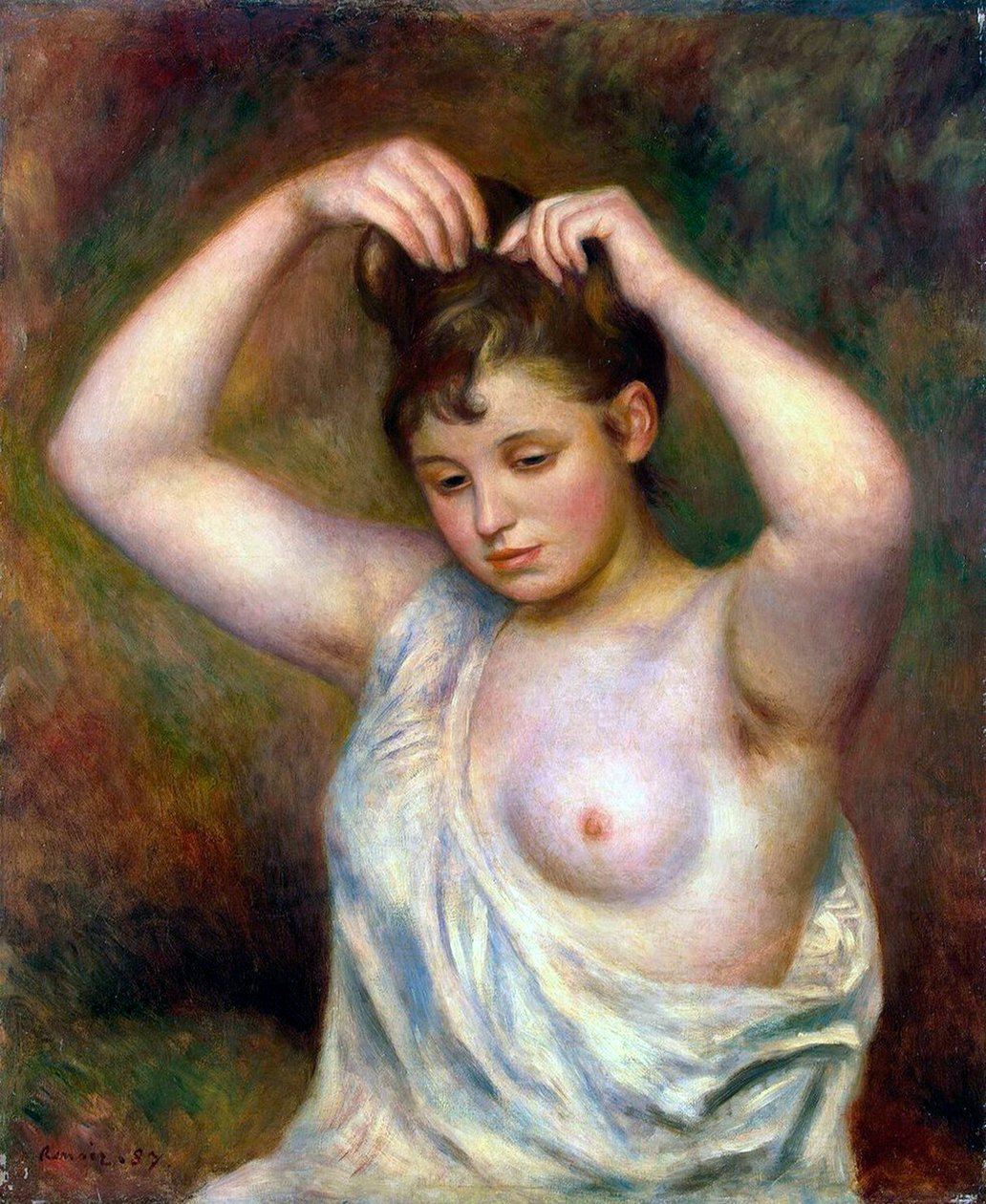 Žena si upravuje vlasy, 1887. od Pierre Auguste Renoir