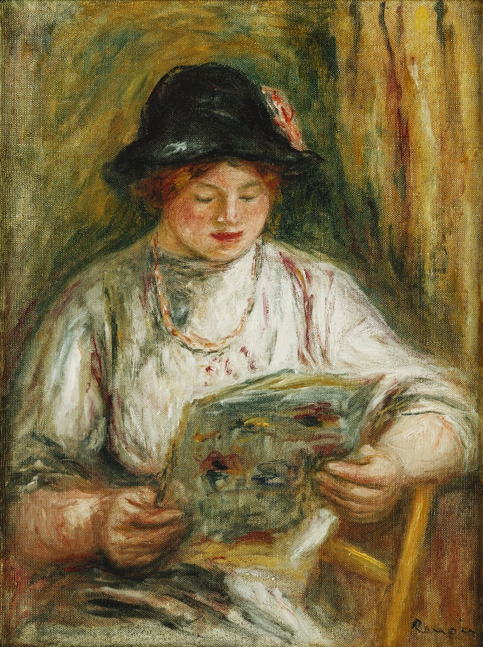 Žena čtení; Žena čtení, kolem 1910-12 od Pierre Auguste Renoir