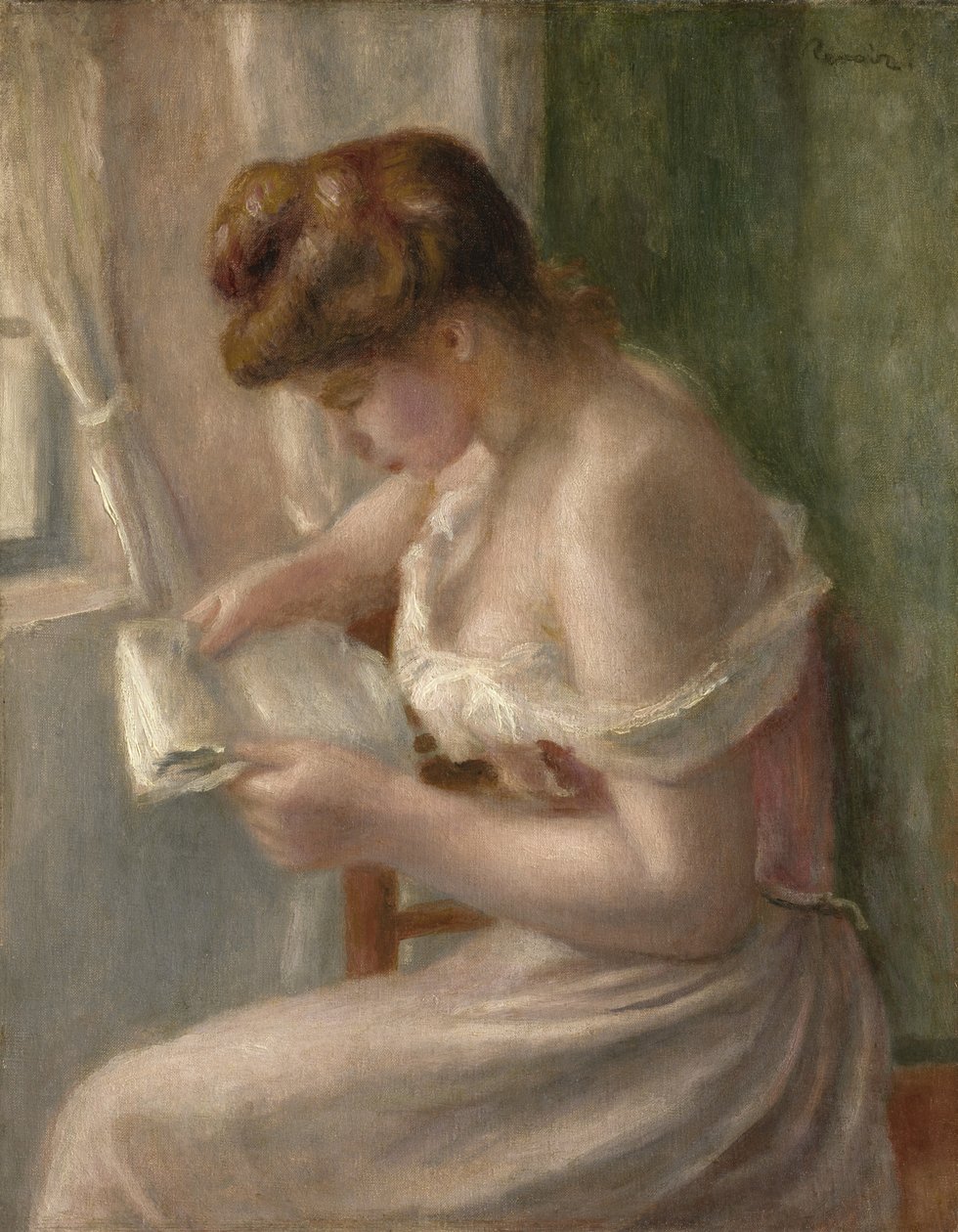 Žena čtení, kolem 1895 od Pierre Auguste Renoir