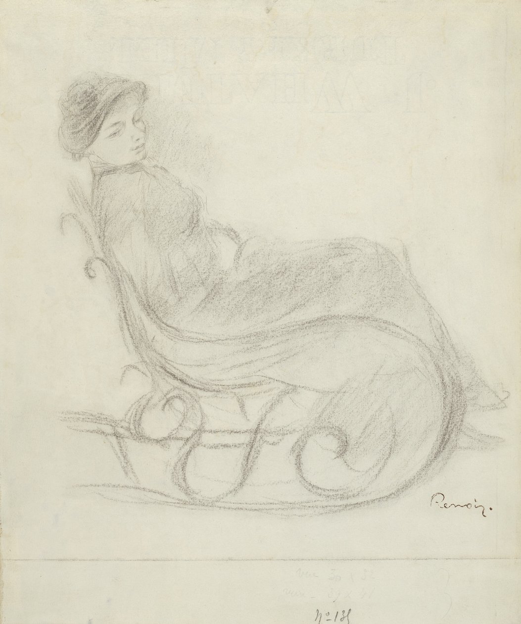 Žena sedící v křesle (recto); Žena v křesle, při pohledu zezadu (verze) od Pierre Auguste Renoir