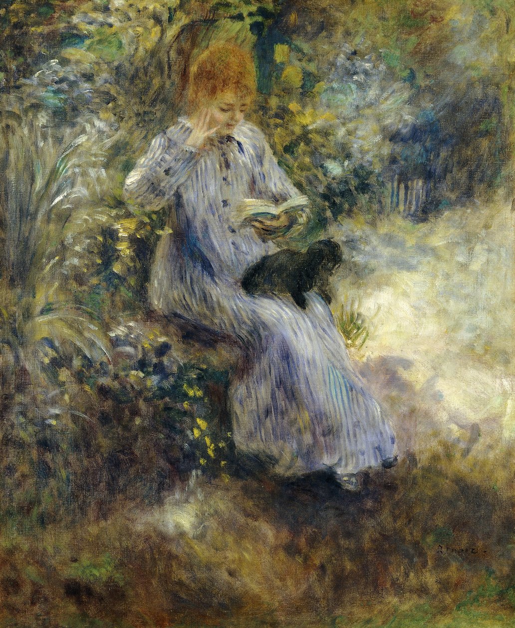Žena a černý pes; Žena s černým psem, 1874 od Pierre Auguste Renoir