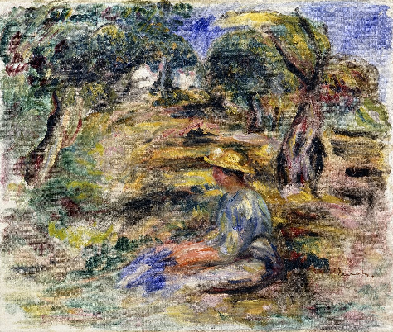 Žena v modrém, sedící; Sedící žena v modrém, od Pierre Auguste Renoir