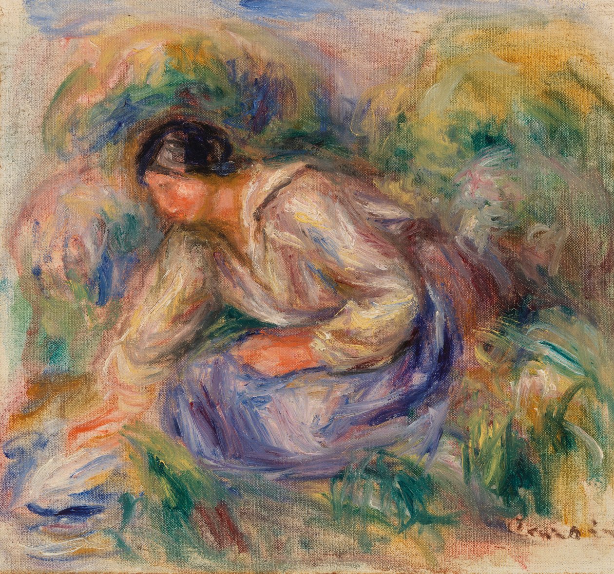 Žena v modré sukni od Pierre Auguste Renoir