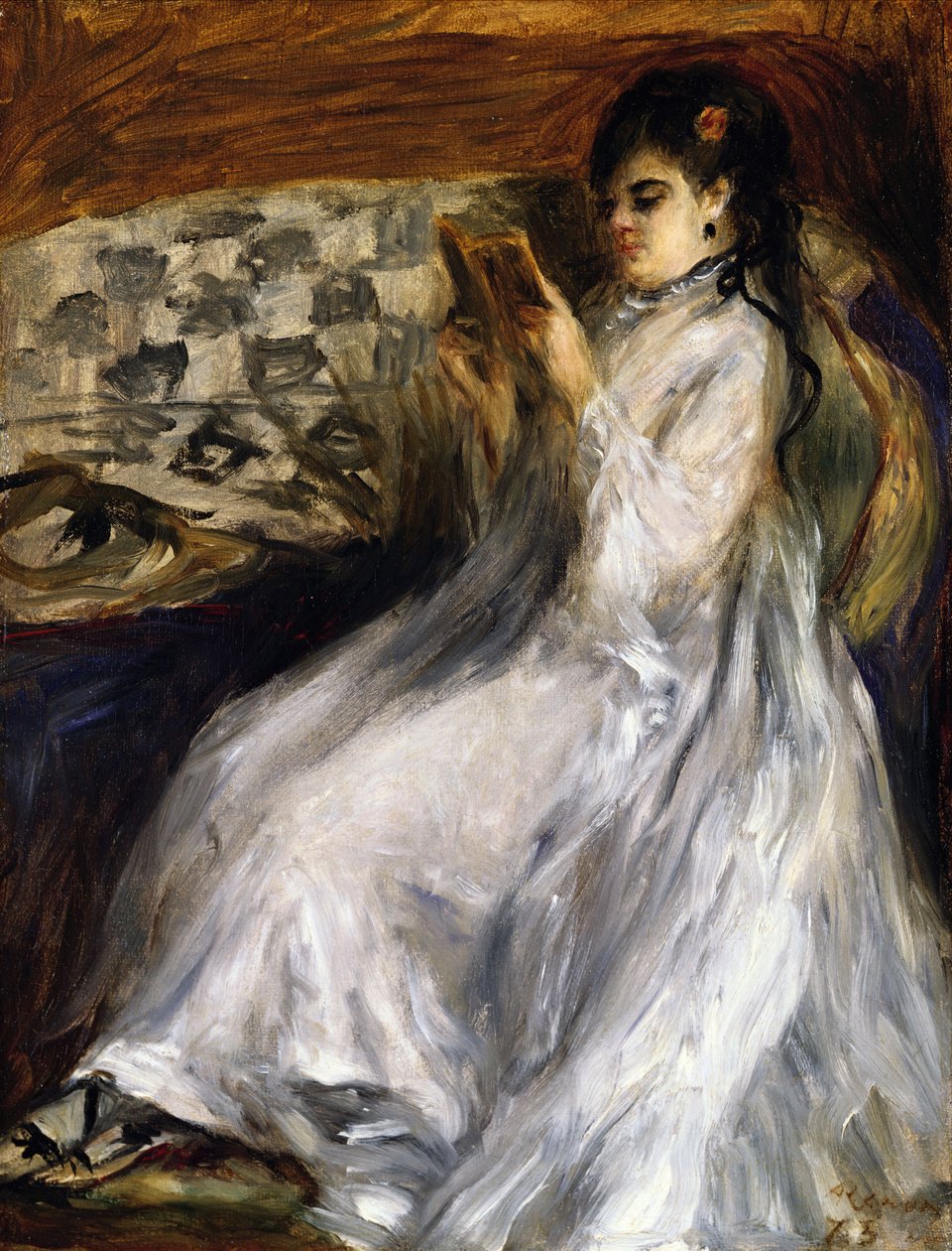 Žena v bílém čtení od Pierre Auguste Renoir