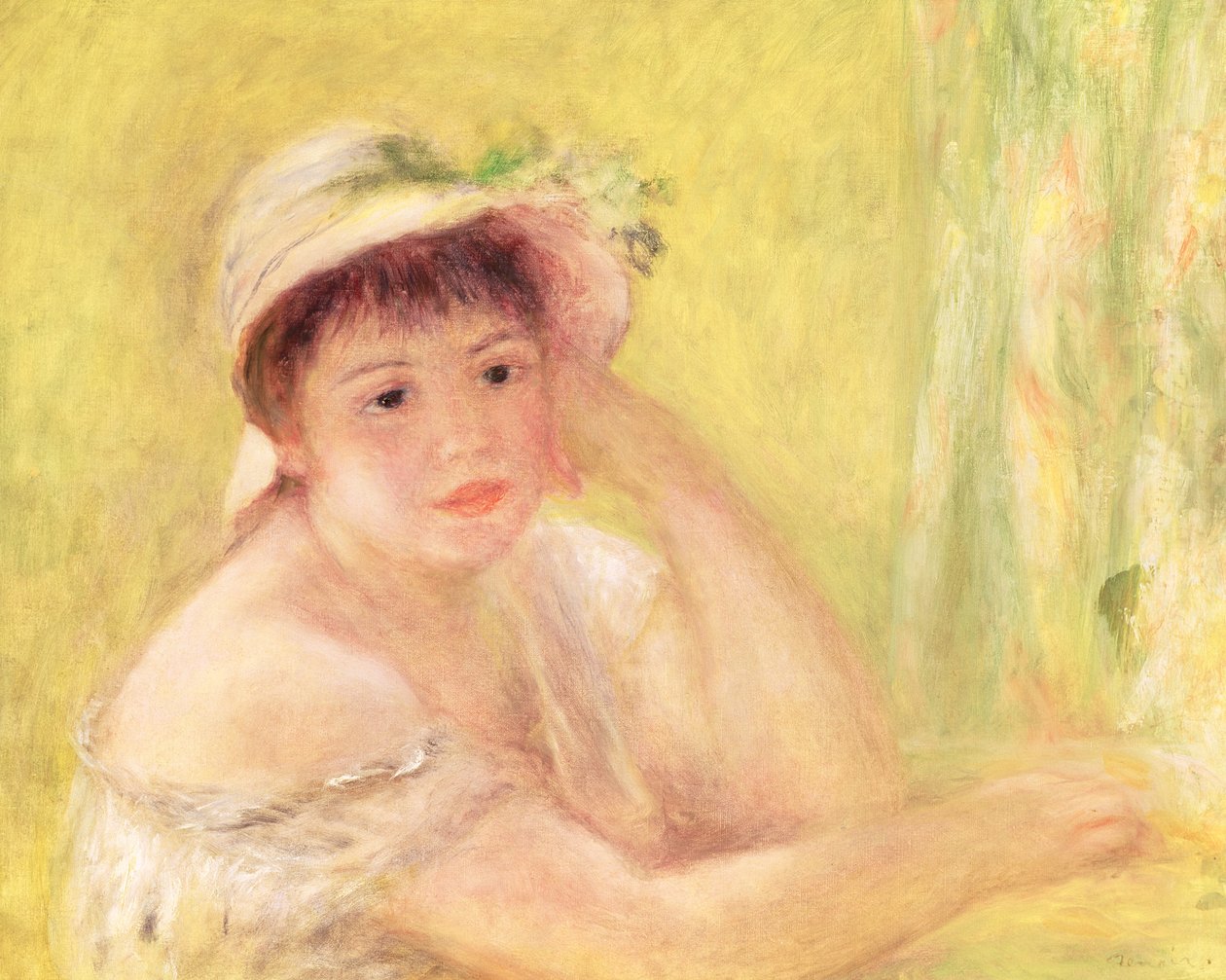 Žena ve slaměném klobouku, 1879 od Pierre Auguste Renoir