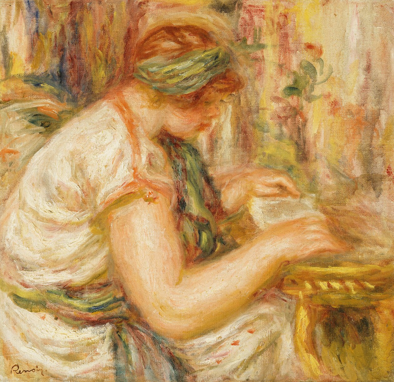 Žena v arabské blůze čtení od Pierre Auguste Renoir