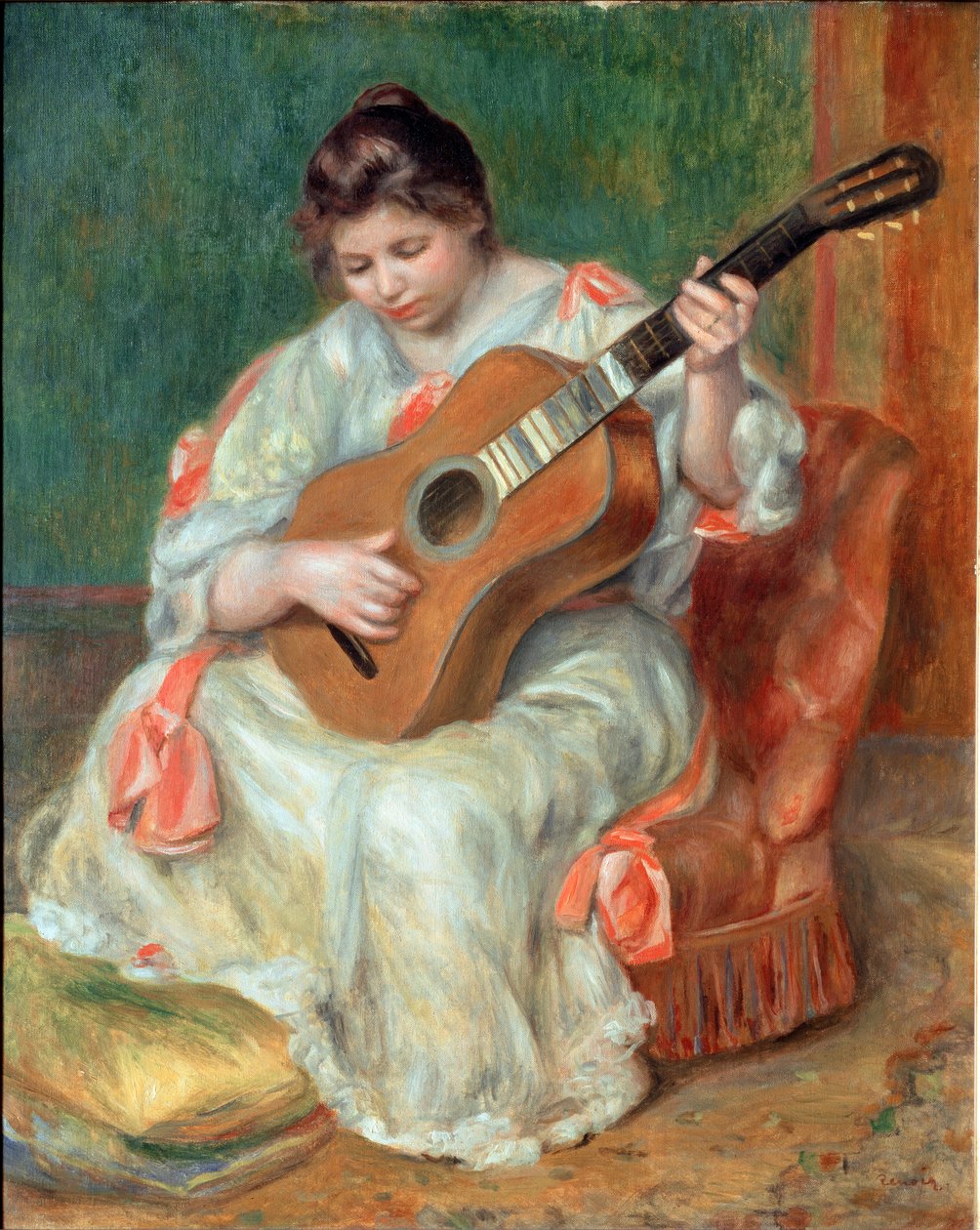 Žena hrající na kytaru od Pierre Auguste Renoir
