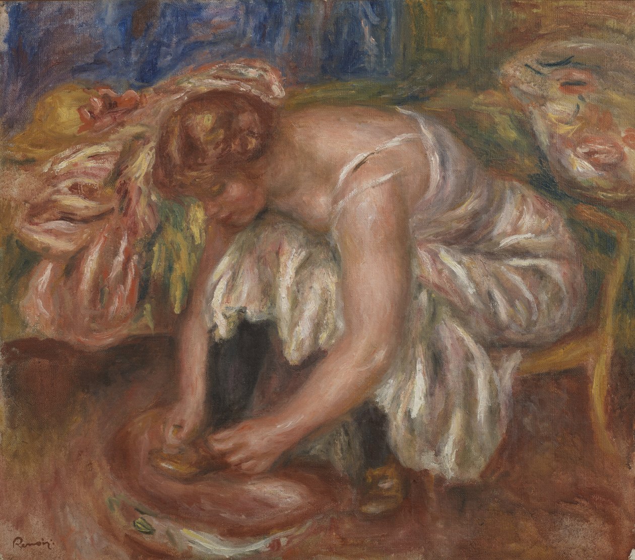 Žena, která si zavazuje botu, kolem roku 1918 od Pierre Auguste Renoir