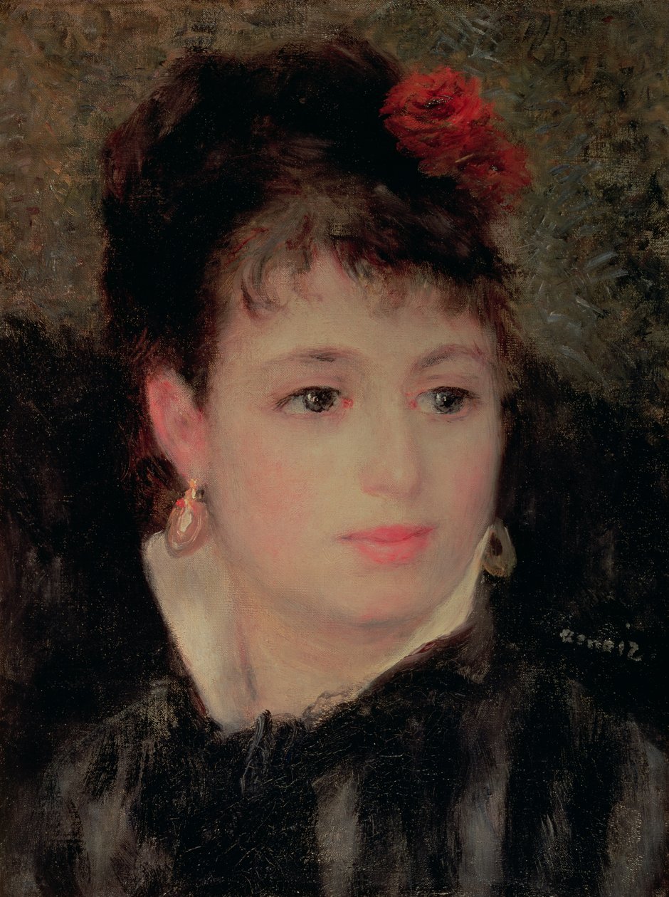 Žena s růží ve vlasech od Pierre Auguste Renoir