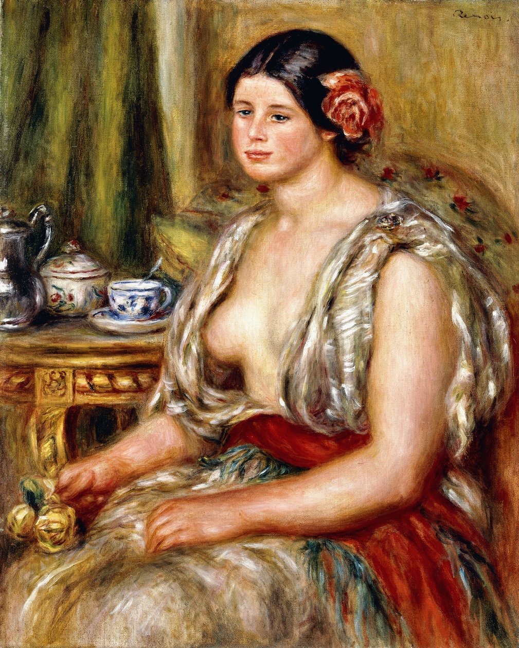 Mladá dívka sedící v orientálním kostýmu, 1905 od Pierre Auguste Renoir