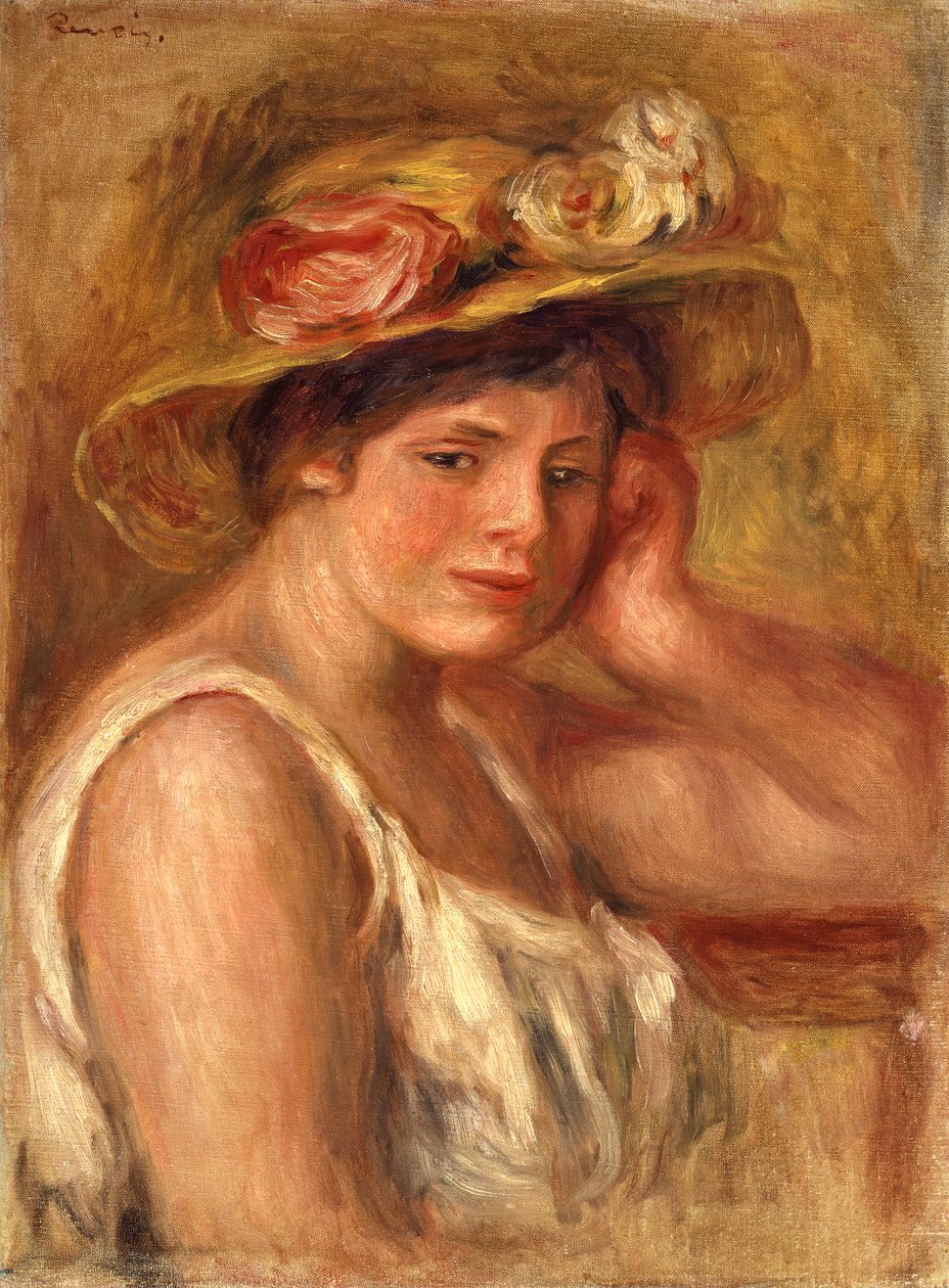Mladá dívka s kloboukem od Pierre Auguste Renoir