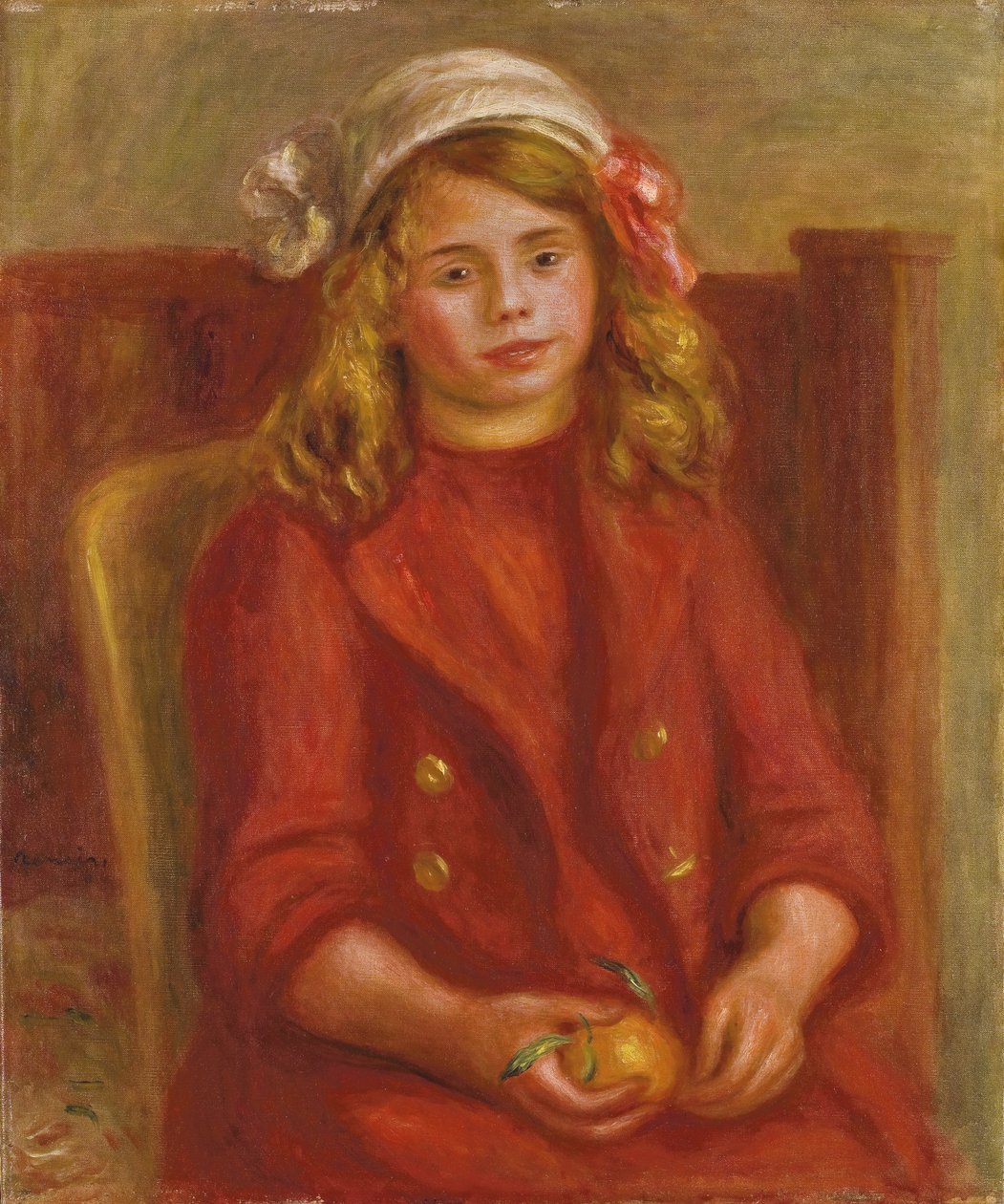 Mladá dívka s pomerančem; Fillette a l"orange, 1911 od Pierre Auguste Renoir