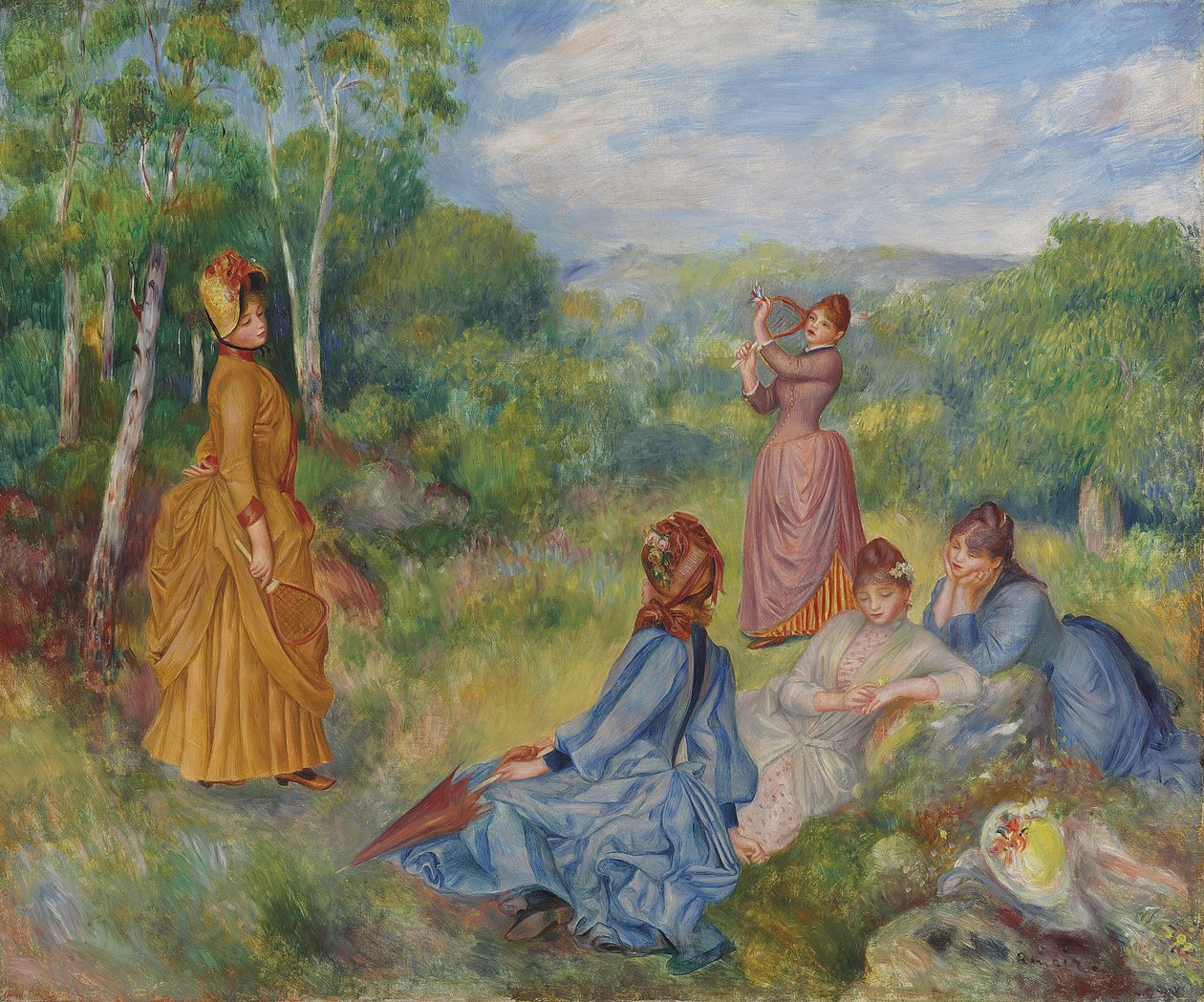 Mladé dámy hrající badminton, cca 1887 od Pierre Auguste Renoir