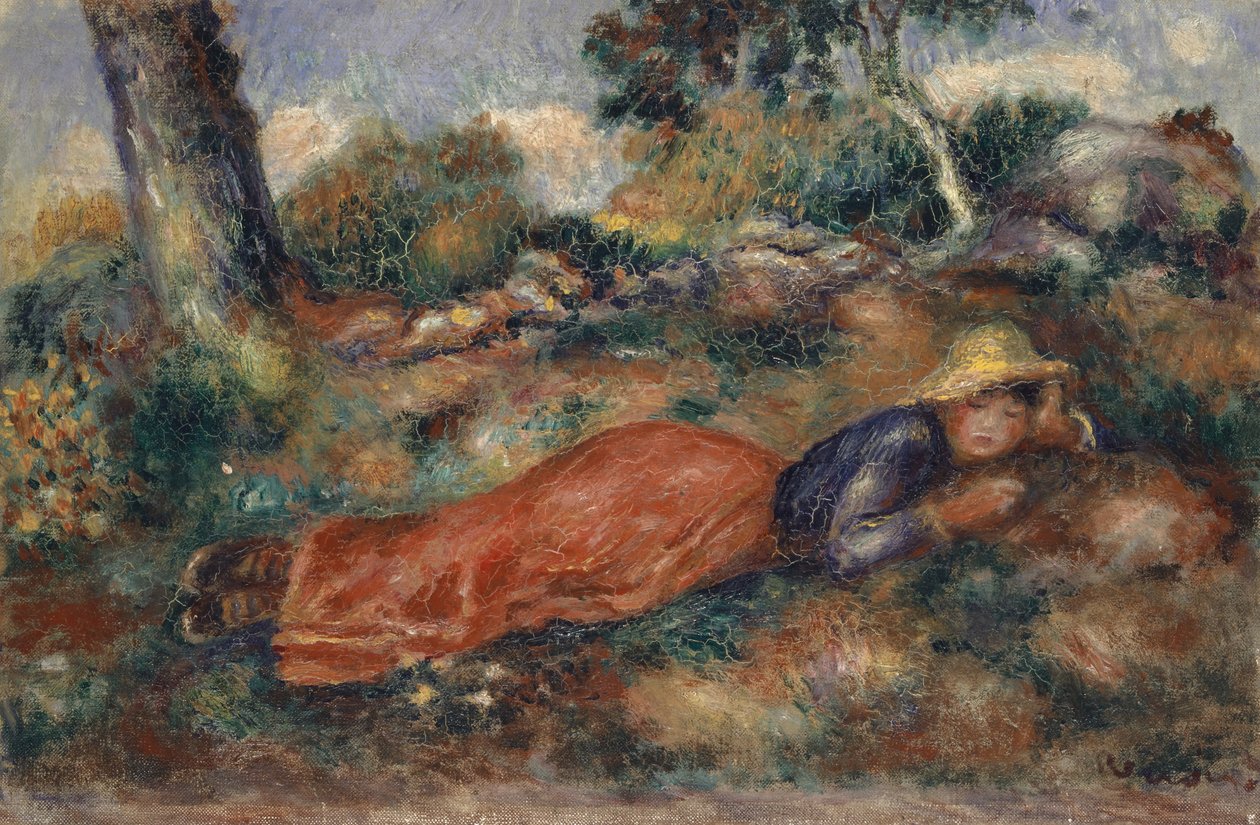 Mladá žena ležící v trávě Mladá žena ležící v trávě, cca 1890-1895. od Pierre Auguste Renoir