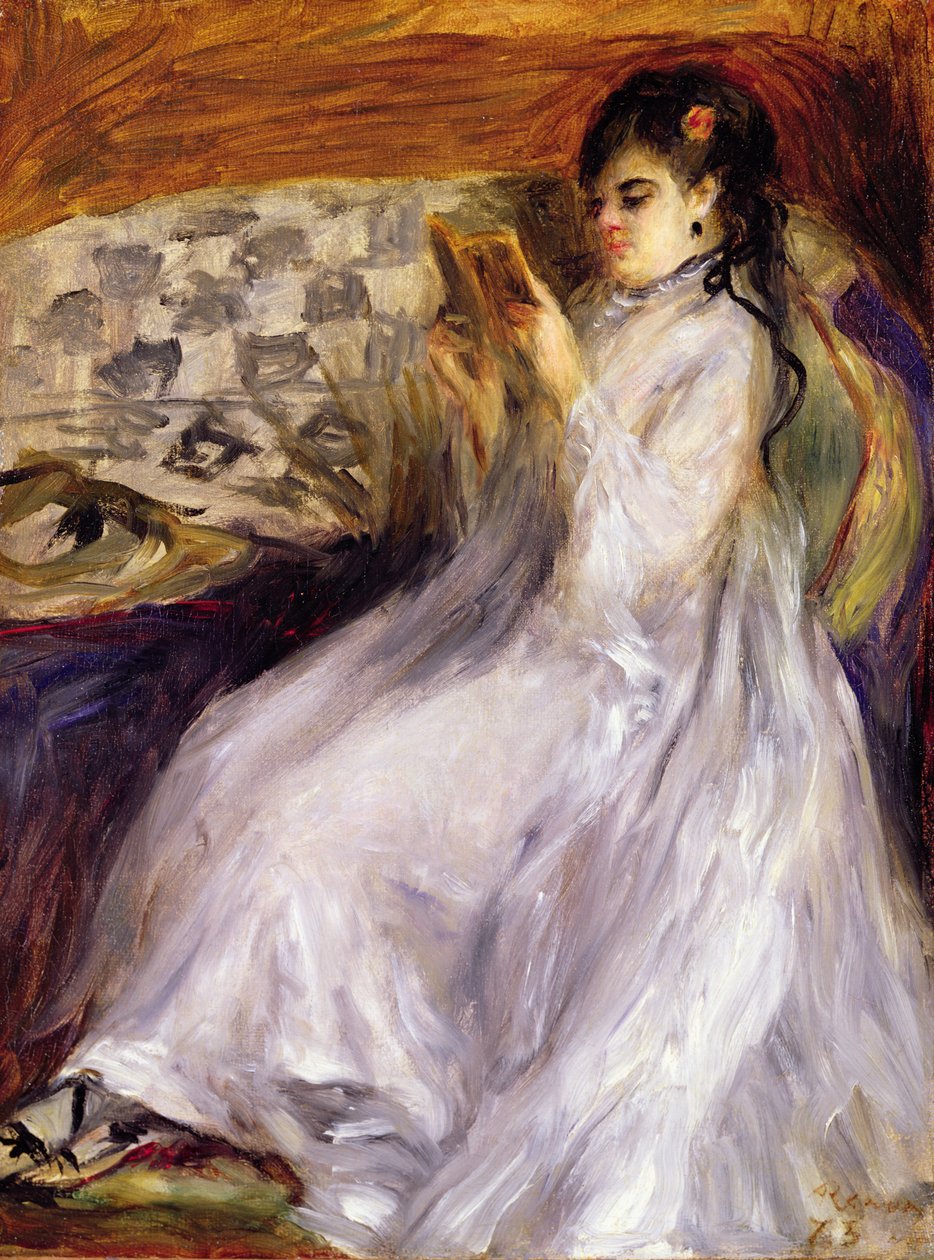 Mladá žena při čtení, asi 1873 (olej na plátně) od Pierre Auguste Renoir
