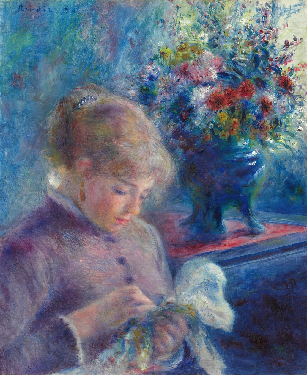 Mladá žena šití, 1879. od Pierre Auguste Renoir