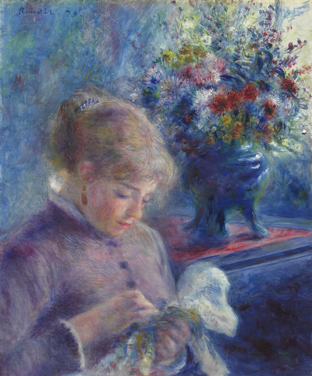 Mladá žena šití, 1879 od Pierre Auguste Renoir
