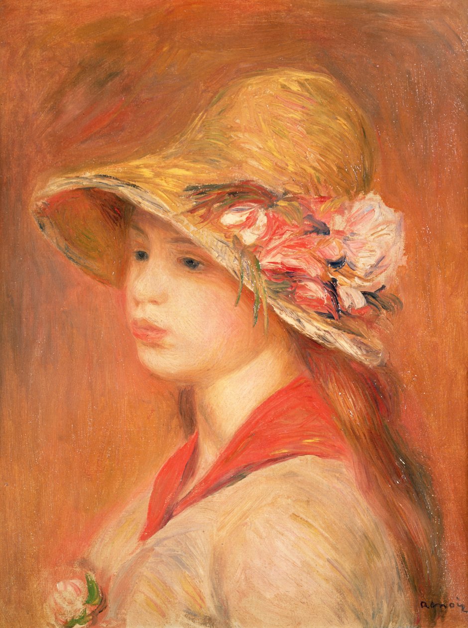 Mladá žena v klobouku od Pierre Auguste Renoir