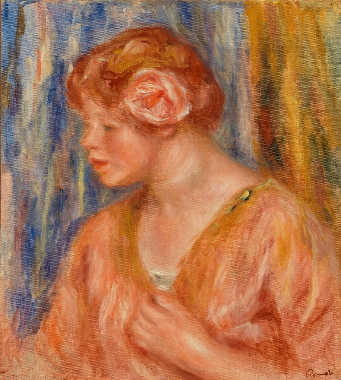 Mladá žena s Rose od Pierre Auguste Renoir