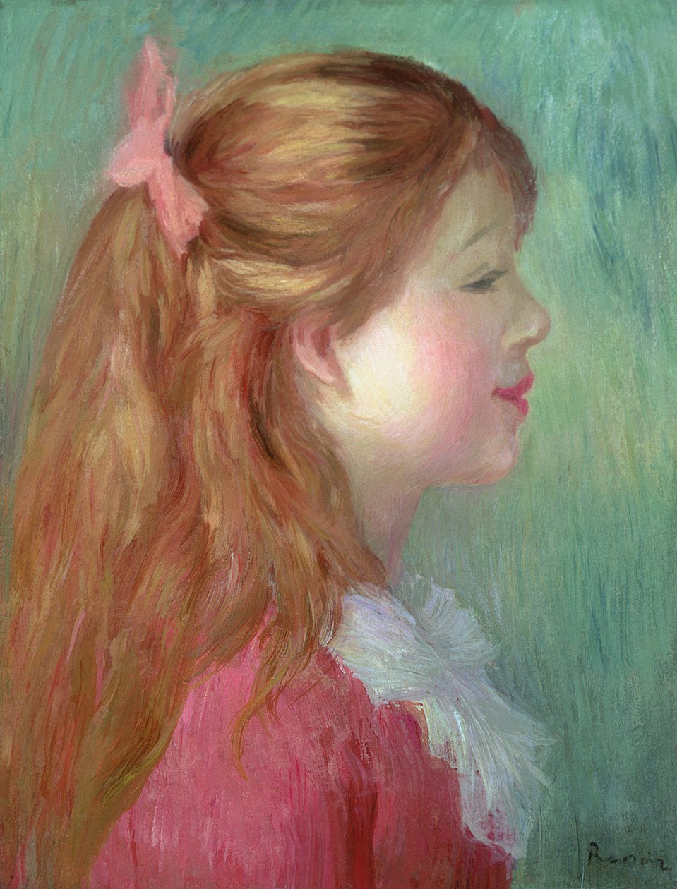 Mladá dívka s dlouhými vlasy z profilu, 1890 od Pierre Auguste Renoir