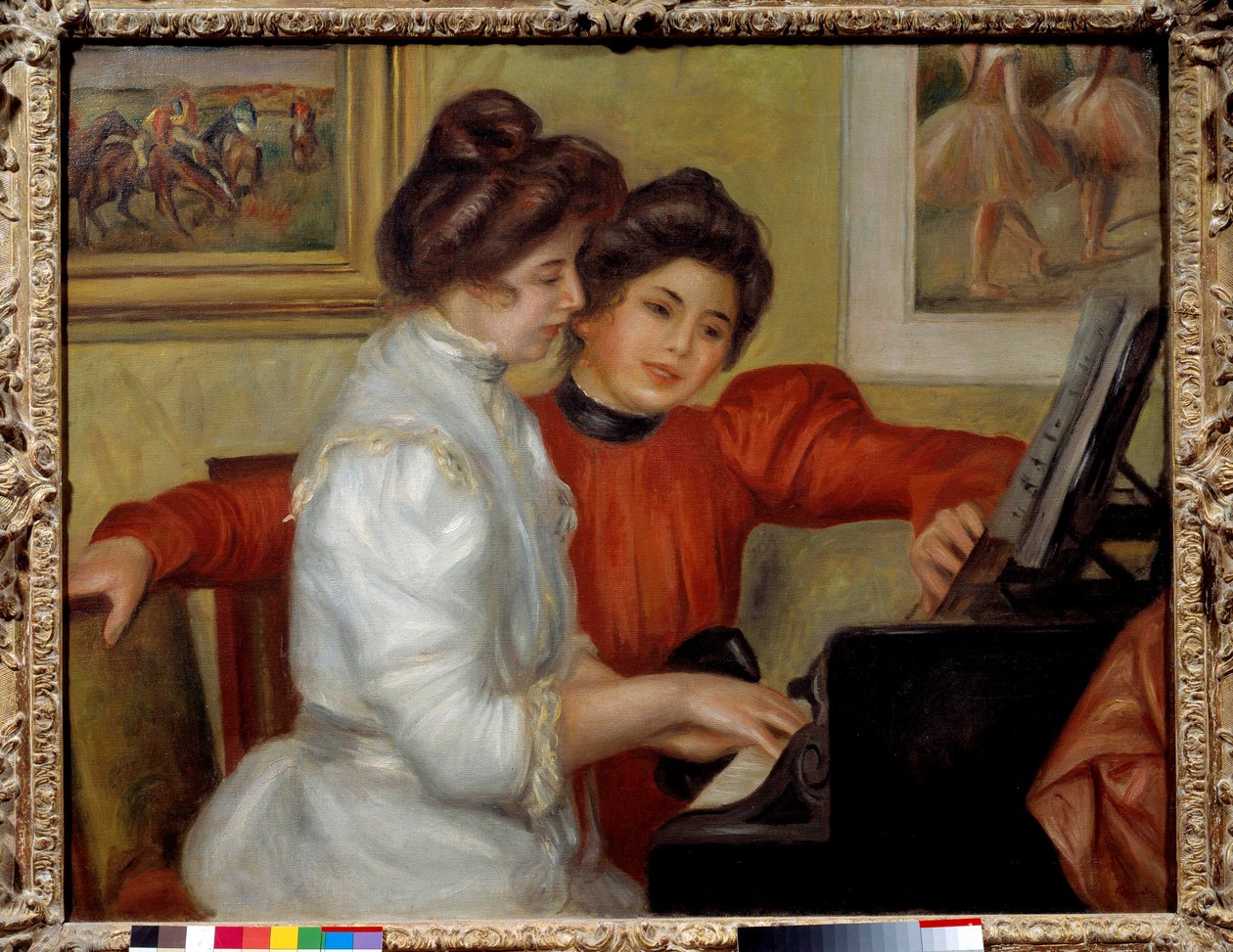 Yvonne a Christine Lerolle u klavíru Obraz Pierre Auguste Renoir (1841-1919) 1898 Ne. 0,73x0,92 m Paříž, Muzeum Orangerie - Yvonne a Christine Lerolle u klavíru. Obraz Pierra Auguste Renoira (1841-1919) 1898. 0,73 x 0,92 m. Oranžerie M od Pierre Auguste Renoir