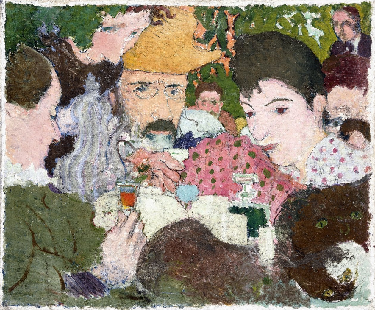 Garden Tasting, cca 1891 (olej, pero a černý inkoust přes tužku na plátně) od Pierre Bonnard