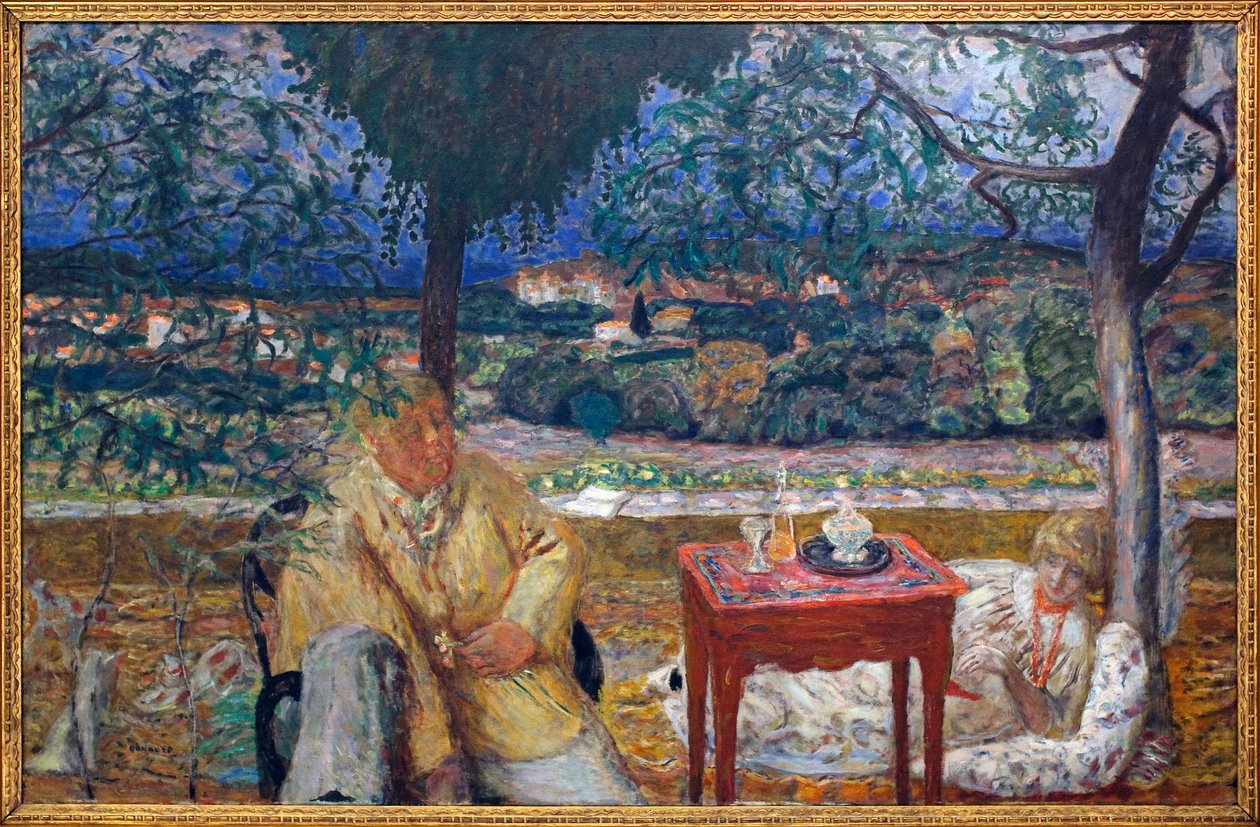 Na zahradě (rozhovor v Provence). S portréty Jozefa Pankiewicze (1866-1940, polský malíř) a Marthe de Meligny (rozené Marie Boursinové od Pierre Bonnard