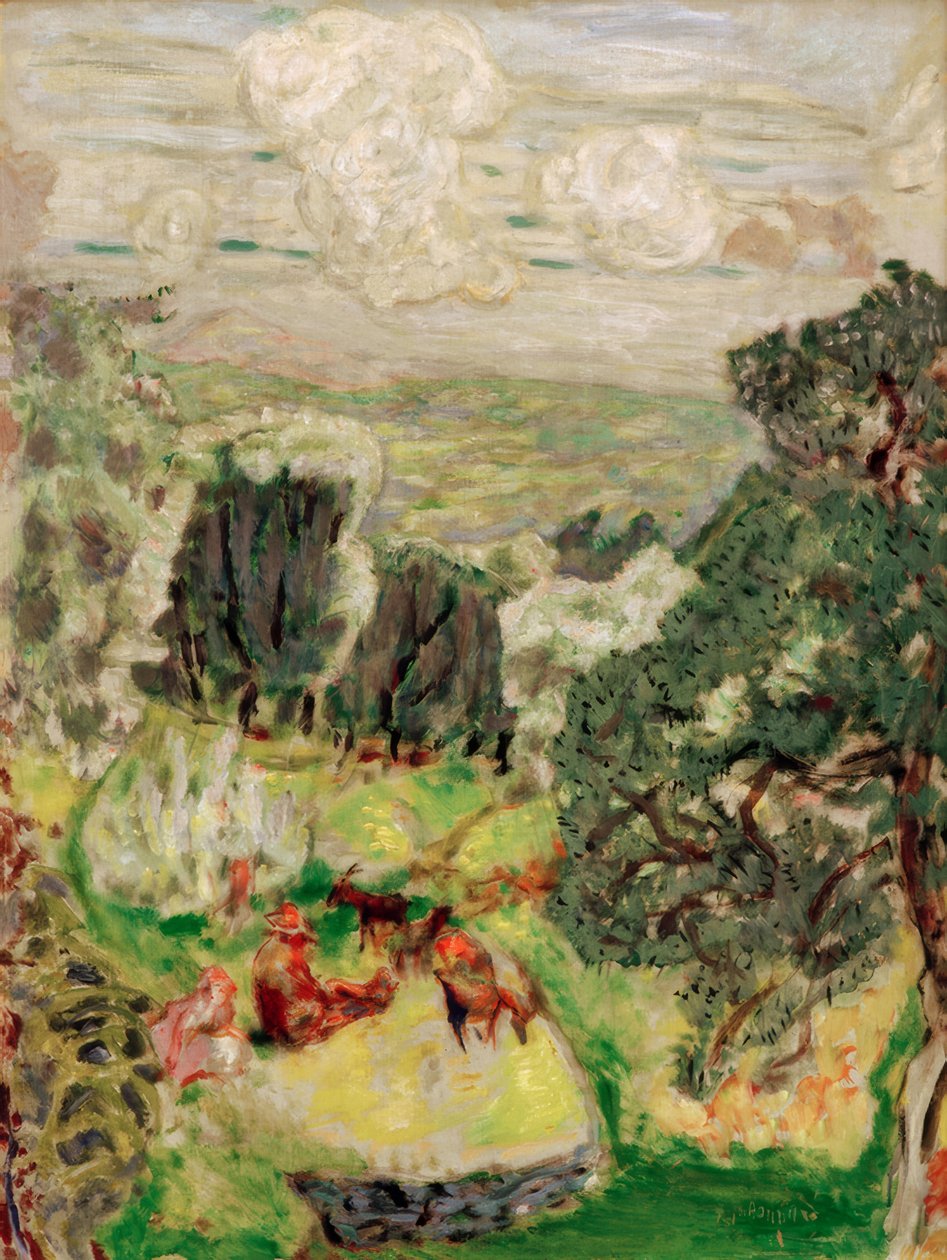 Olivový háj; Krajina s kozami od Pierre Bonnard