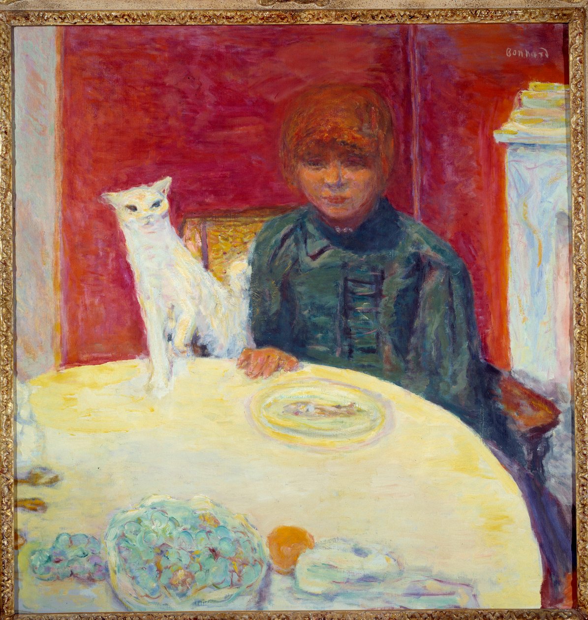 Žena s kočkou aneb náročná kočka Obraz Pierra Bonnarda (1867-1947) Slunce 20. století. 0,78x0,77 m Paříž, muzeum Orsay od Pierre Bonnard