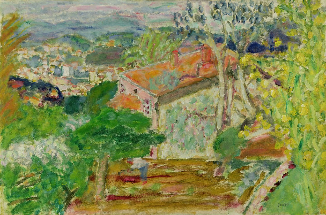 Krajina s červeným domem, kolem roku 1942 od Pierre Bonnard