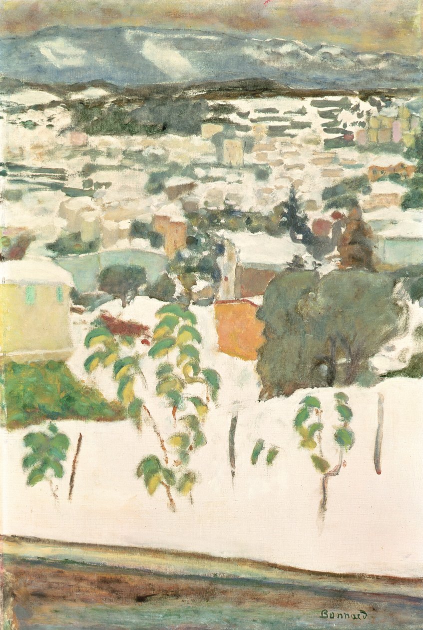 Le Cannet ve sněhu, kolem roku 1927 (olej na plátně) od Pierre Bonnard