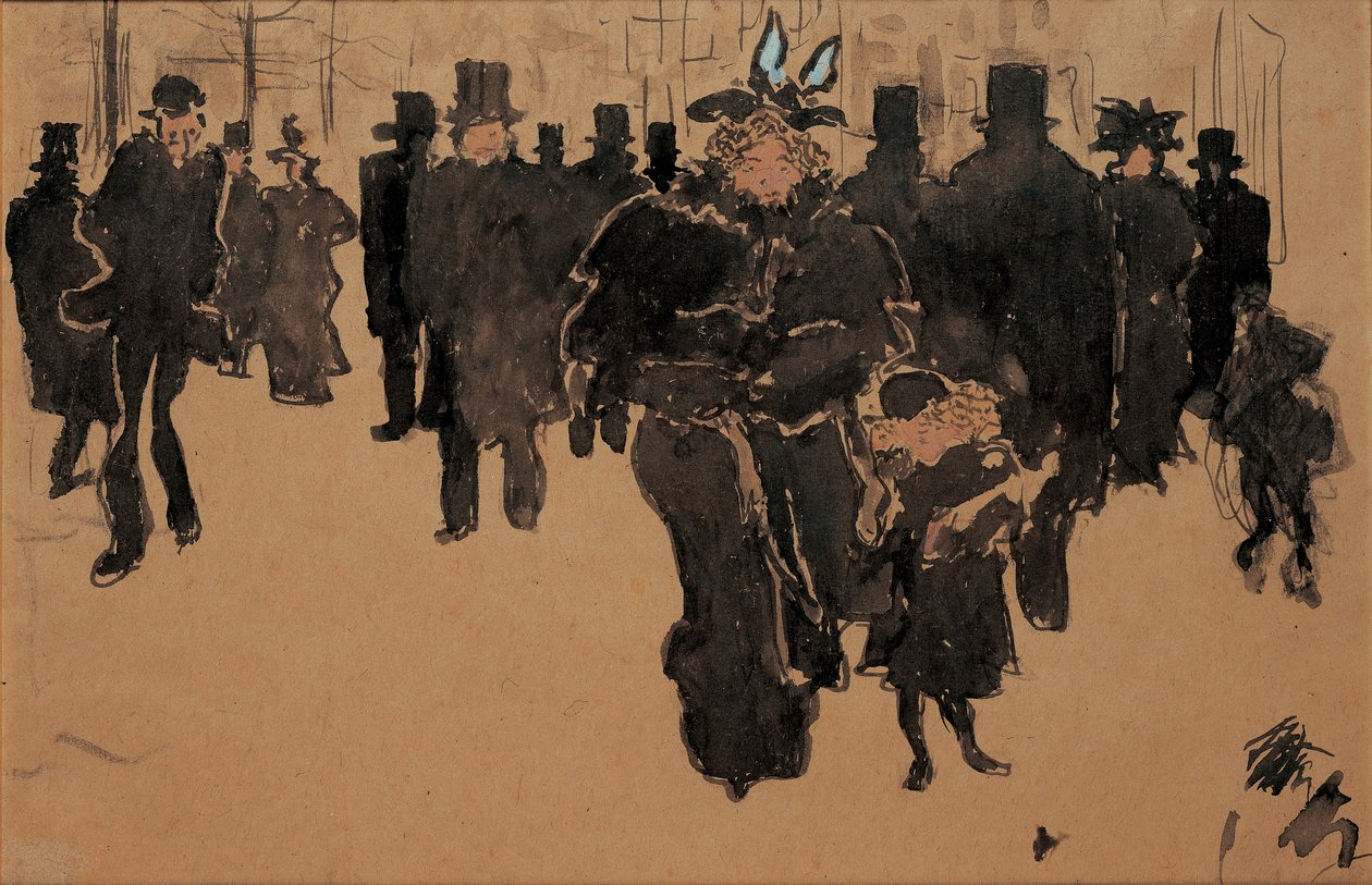 Le boulevard, cca 1890 (akvarel, inkoust a lavírování na lesklém papíře) od Pierre Bonnard