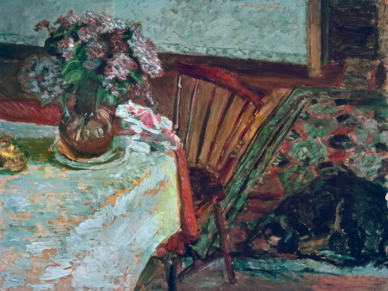Černý pes a kytice šeříků od Pierre Bonnard