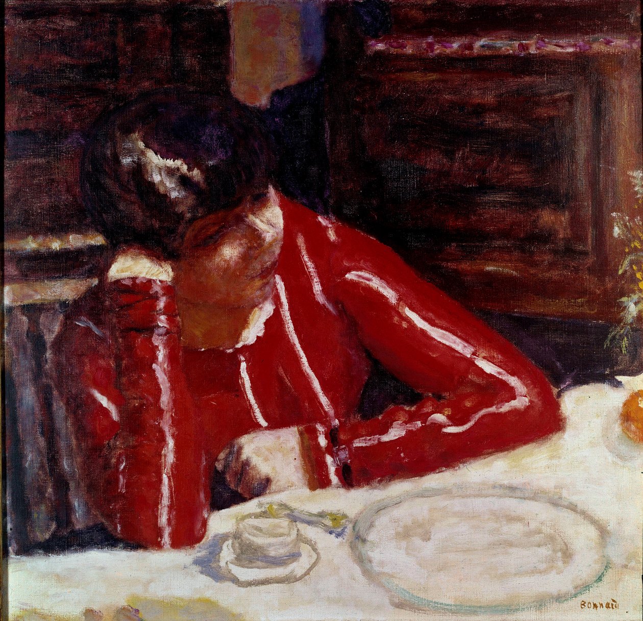 Červený živůtek Obraz Pierra Bonnarda (1867-1947) 1925 Paříž národní muzeum moderního umění od Pierre Bonnard