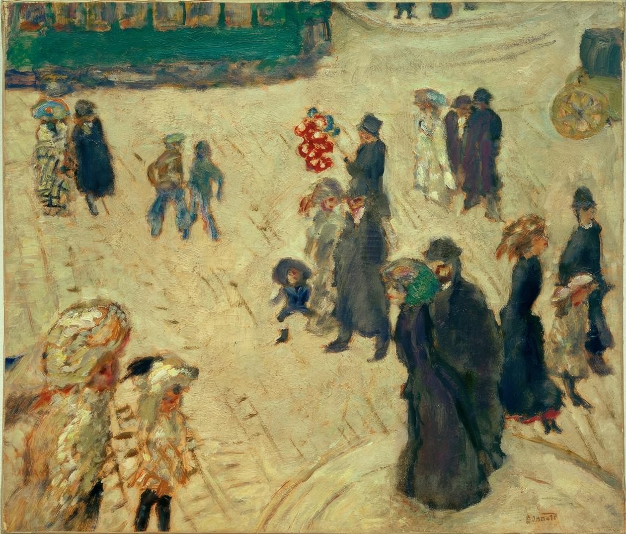 Zelená tramvaj (Postavy v ulici se zelenou tramvají) od Pierre Bonnard