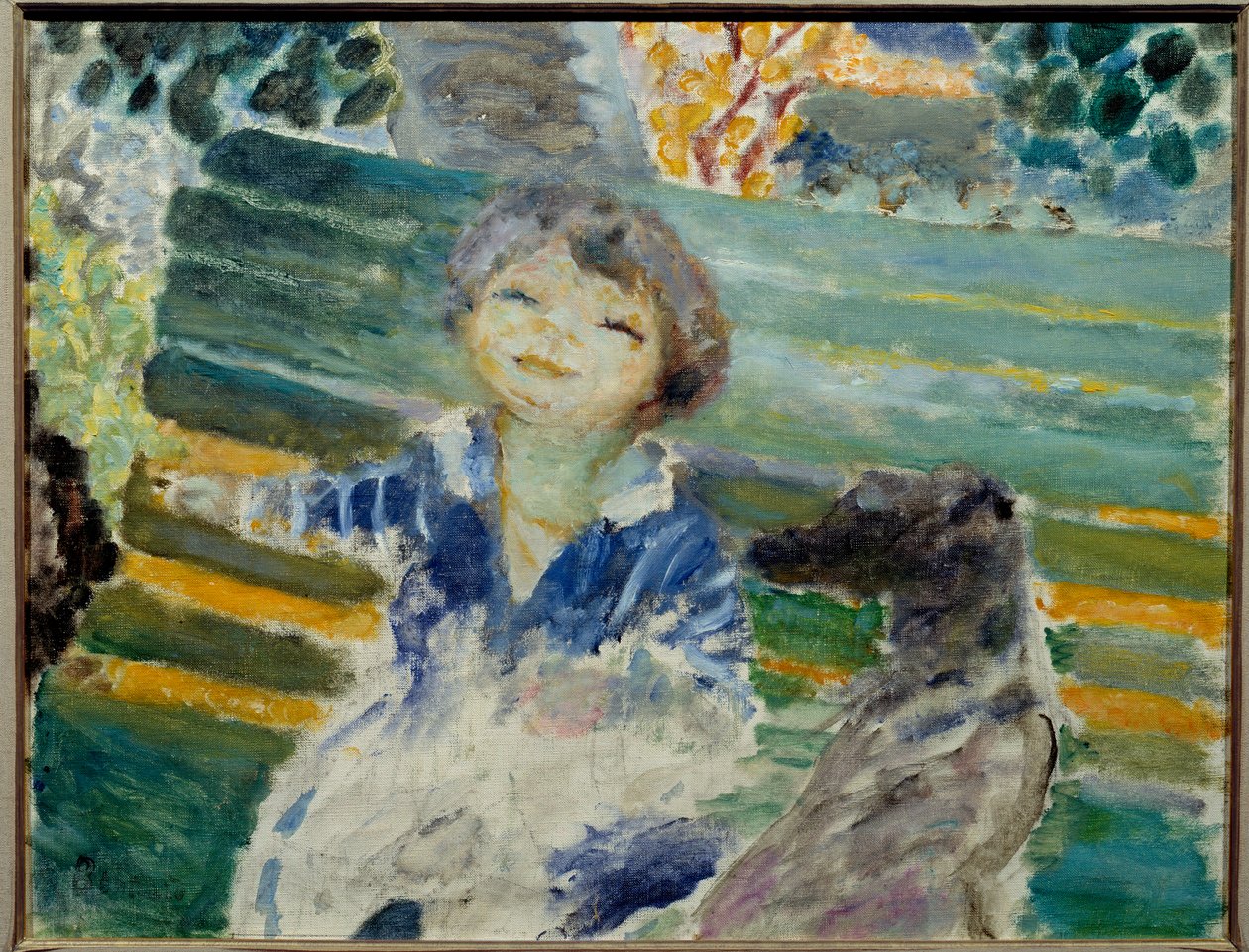 Obraz Malá dívka se psem od Pierra Bonnarda (1867-1947) Soukromá sbírka z roku 1930 od Pierre Bonnard