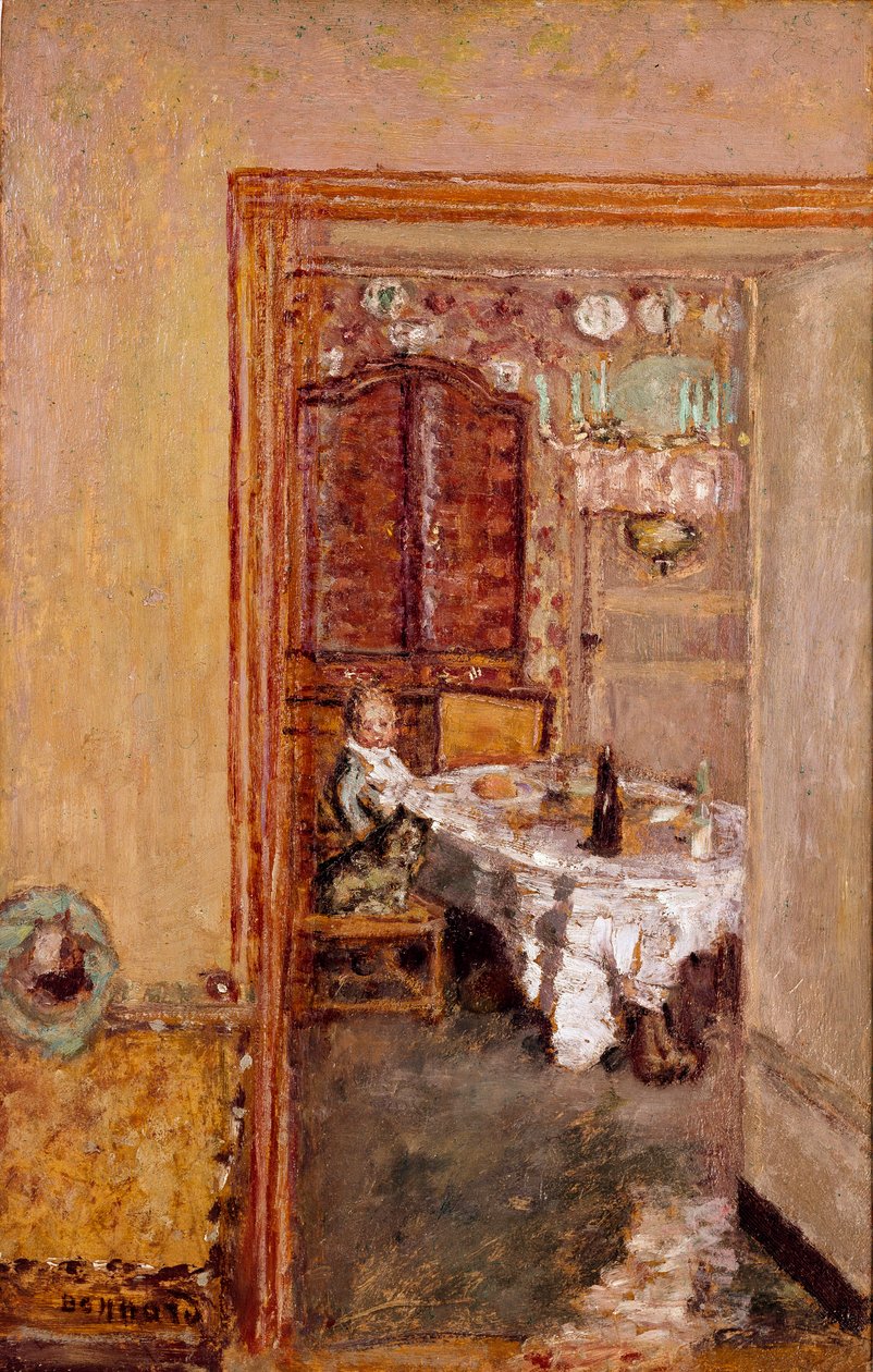 Malý chlapec v jídelně. Obraz Pierra Bonnarda (1867-1947) 1898 Anglická soukromá sbírka od Pierre Bonnard
