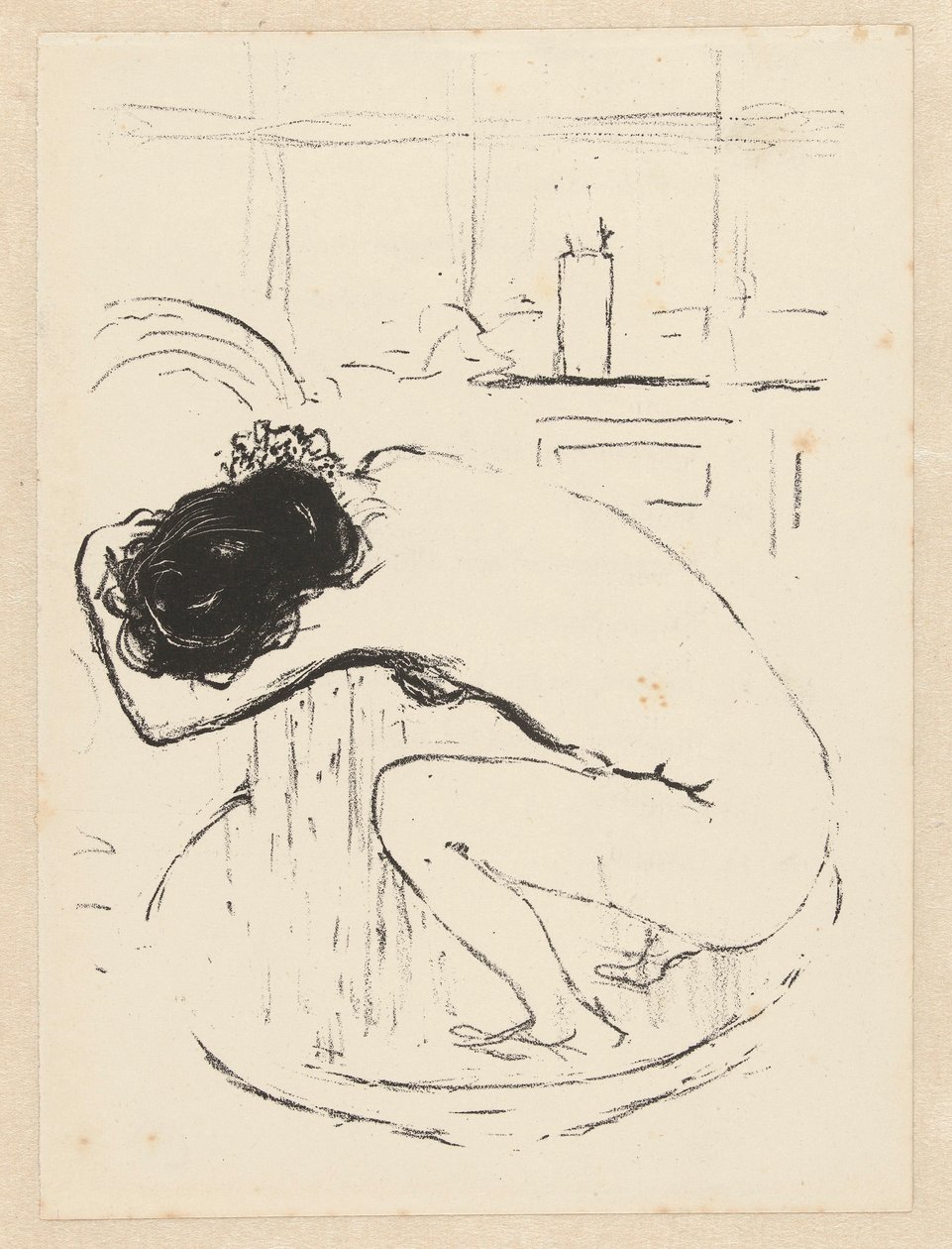 Nahá žena dřepne ve vaně a myje se Le Tubo od Pierre Bonnard