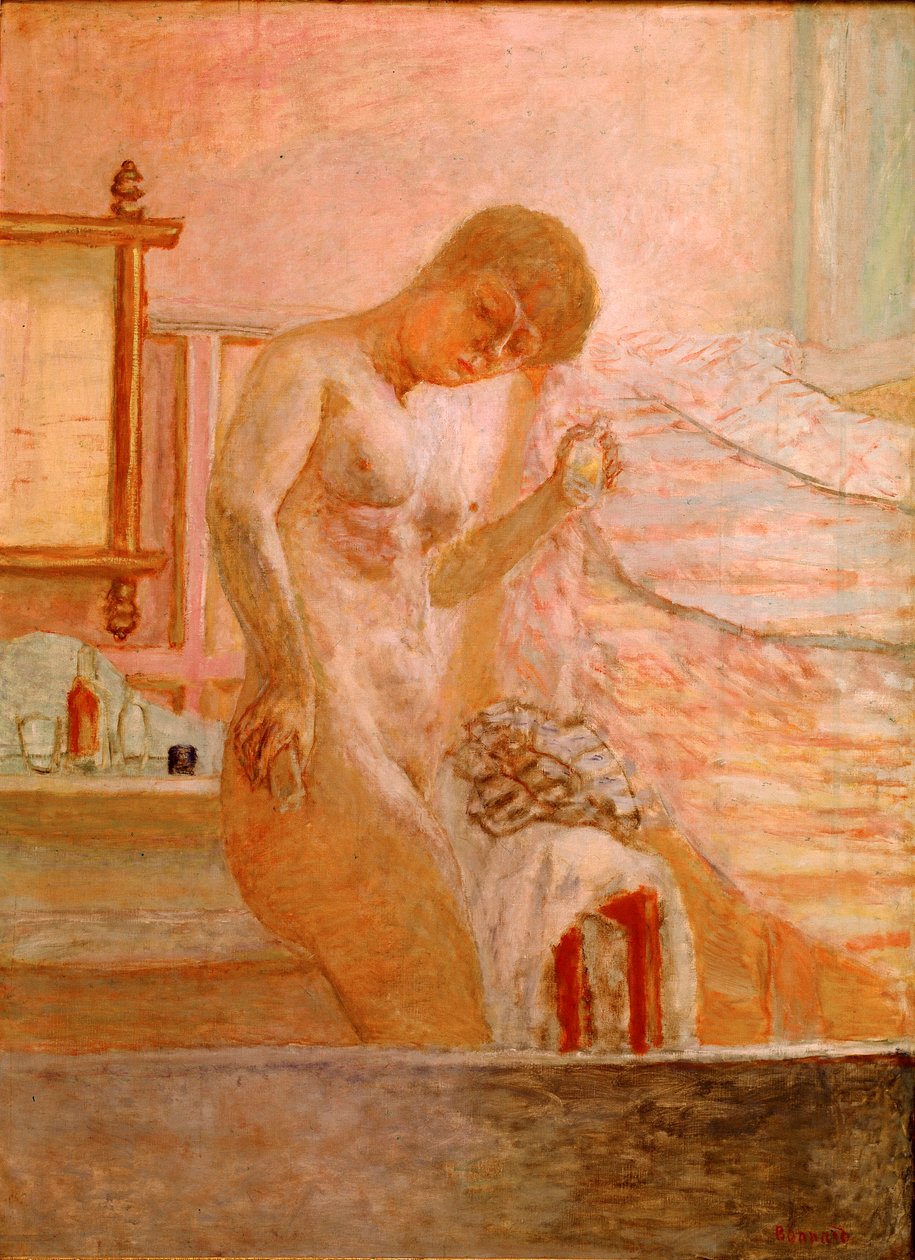 Nahý stojící na záchodě Obraz Pierre Bonnard (1867-1947) 1920 Paříž, sbírka Alphonse Bellier od Pierre Bonnard