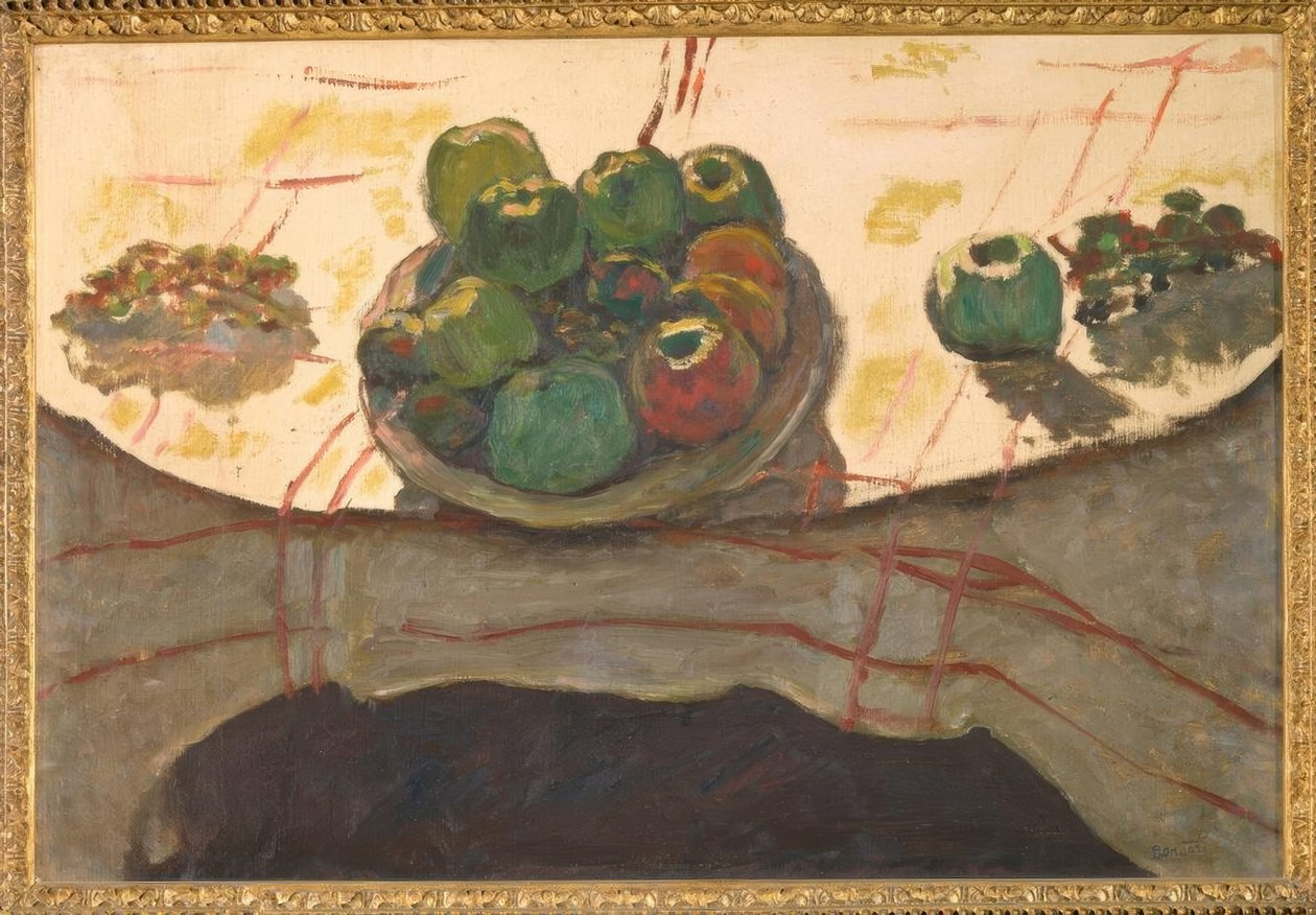 Natur mrtvý; talíř a ovoce nebo mísa broskví od Pierre Bonnard