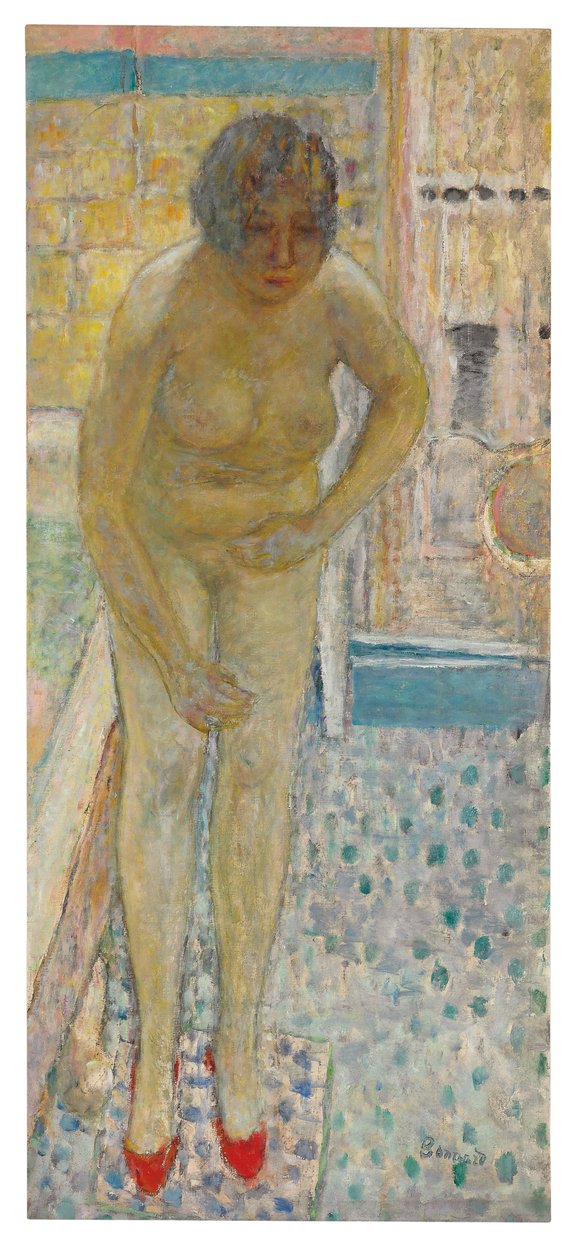 Akt s červenými pantoflemi, cca 1932 (olej na plátně) od Pierre Bonnard